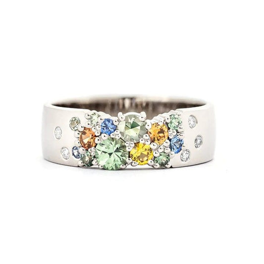 Vintage Mehrfarbig Versilbert Glänzend Ring