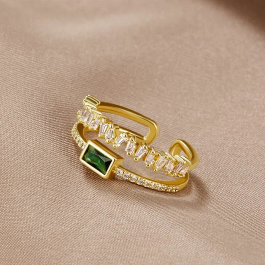 Smaragdring mit Zirkonia in Gold