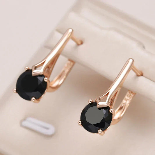 Elegante Ohrringe aus Schwarzem Kristall in Gold
