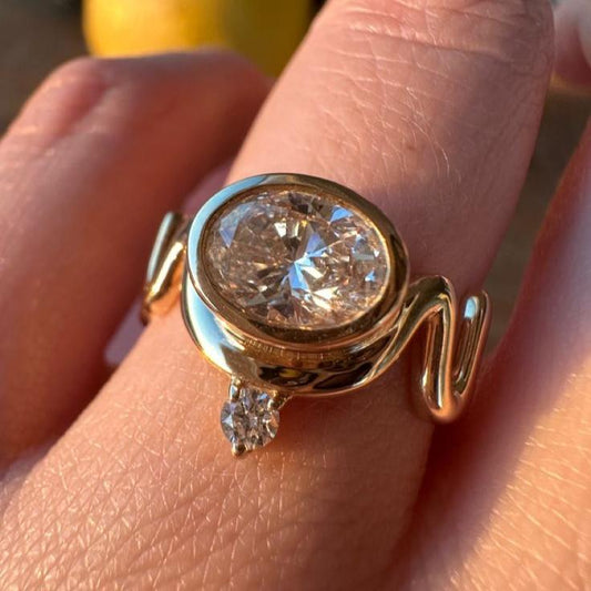 Vintage Unregelmäßiger Runder Goldener Runder Kristall Ring