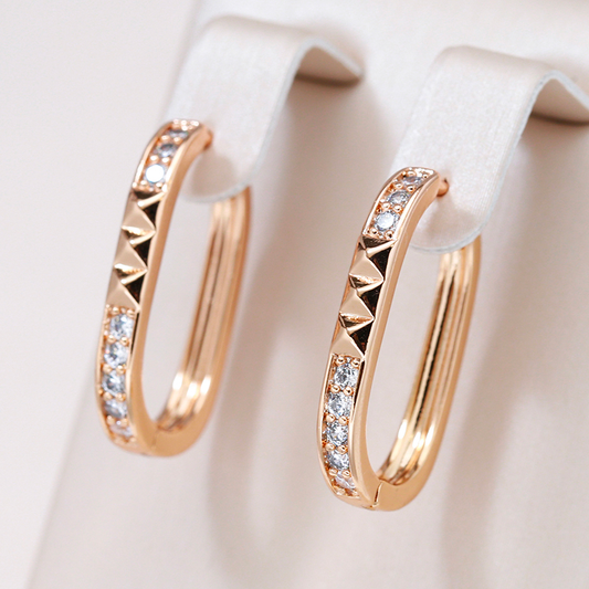 Unregelmäßiger Creolenring mit Zirkonia in Gold