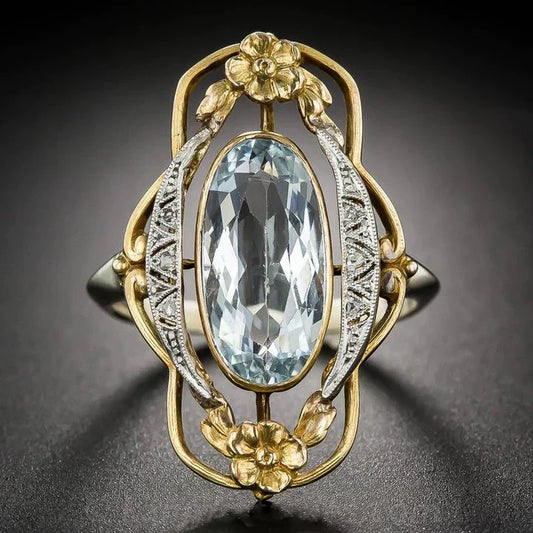 Vintage Blauer Zirkonia Gold Ring