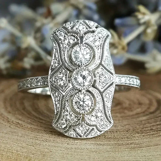 Vintage Bright Zirconia Silberring