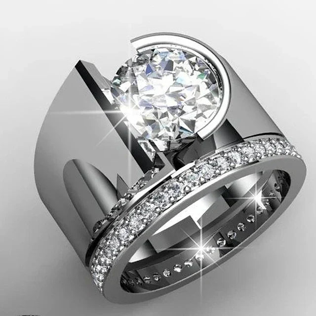 Vintage Bright Zirkonia Versilberter Ring