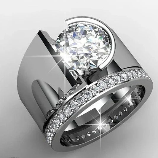 Vintage Bright Zirkonia Versilberter Ring
